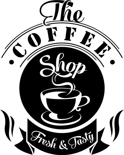 Naklejka ścienna z napisem The Coffee Shop Fresh &amp; Tasty