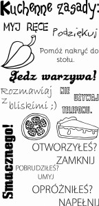 #Napis na ścianę do kuchni Kuchenne zasady 60