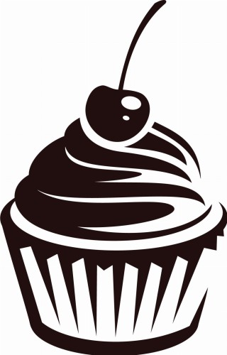 Naklejka ścienna babeczka z wisienką – dekoracja do kuchni i cukierni