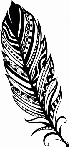 Nowoczesne pióro z geometrycznym wzorem – naklejka ścienna tribal