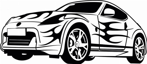 Naklejka ścienna auto tuning z płomieniami – symbol prędkości i pasji