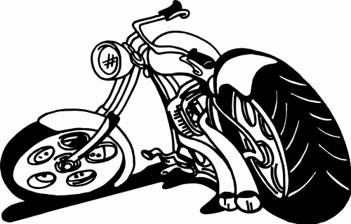 Naklejka ścienna przedstawiająca motocykl typu chopper z masywnym tylnym kołem
