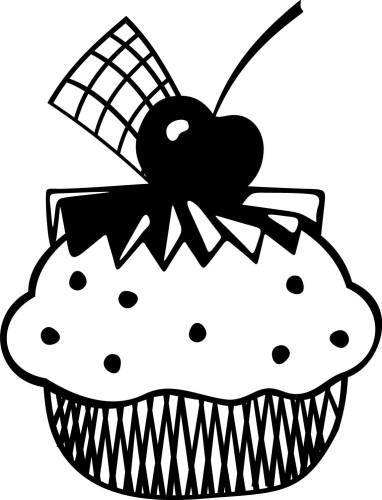 Naklejka ścienna z motywem babeczki i wiśni – ozdoba do kuchni