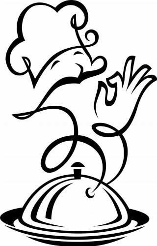 Naklejka ścienna z kucharzem i potrawą – ozdoba do restauracji i kuchni