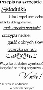 #Napis na ścianę do kuchni Przepis na szczęście 126