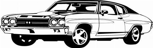 Naklejka ścienna z klasycznym samochodem typu muscle car w stylu retro