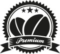 Naklejka ścienna kawa premium – etykieta z ziarnami kawy