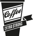 Naklejka ścienna Coffee Extra Strong – kubek z kawą i napisem