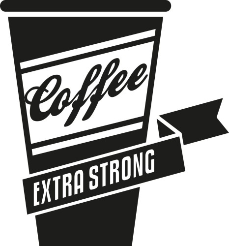 Naklejka ścienna Coffee Extra Strong – kubek z kawą i napisem