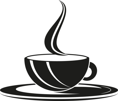 Naklejka filiżanka kawy z parą – dekoracja ścienna kawa