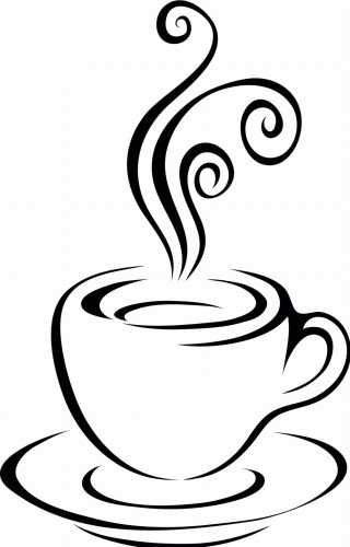 Nowoczesna naklejka ścienna z filiżanką kawy i parą – dekoracja do kuchni i kawiarni