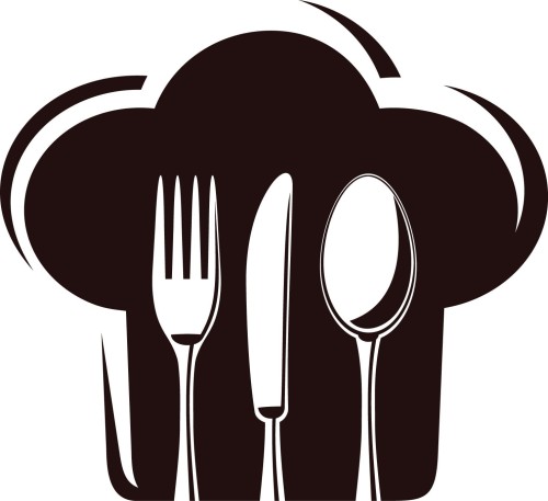 Naklejka ścienna do kuchni – czapka kucharska z widelcem, nożem i łyżką