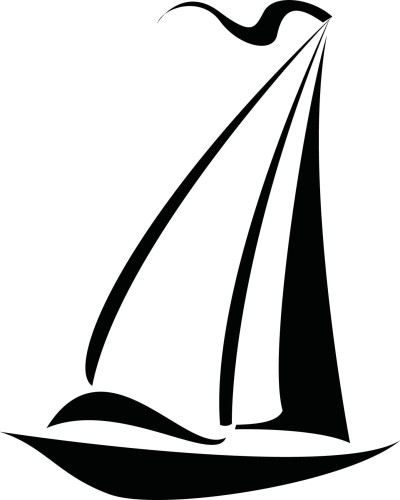 Naklejka ścienna z minimalistycznym motywem żaglówki w stylu line-art