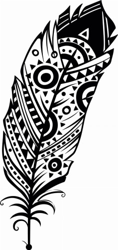 Naklejka ścienna pióro tribal geometryczne z etnicznym motywem