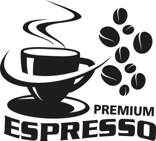 Naklejka ścienna Premium Espresso – motyw filiżanki i ziaren kawy